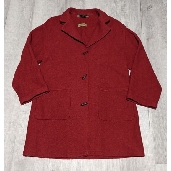 Henry White Ireland Red Wool Laine Coat Long Jacket Women's Sz M Medium - Picture 1 of 9